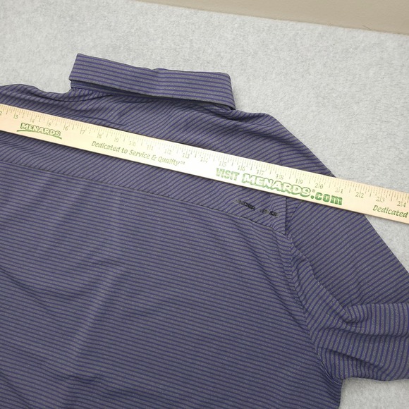 Under Armour HeatGear Polo Shirt Mens 2XL Purple Stripe Golf Performance Stretch - Picture 10 of 10